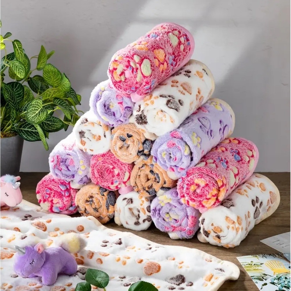Warm & Soft Fluffy Fleece Flannel Pet Cat Small Dog Blanket Mat 24x16" SMALL 4pk